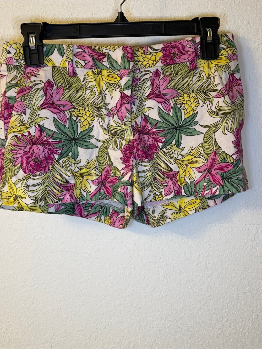 Floral Print Women's Cotton Shorts - Pink & Yellow